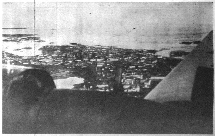 Centrum av Helsingfors sett från ett flygplan.